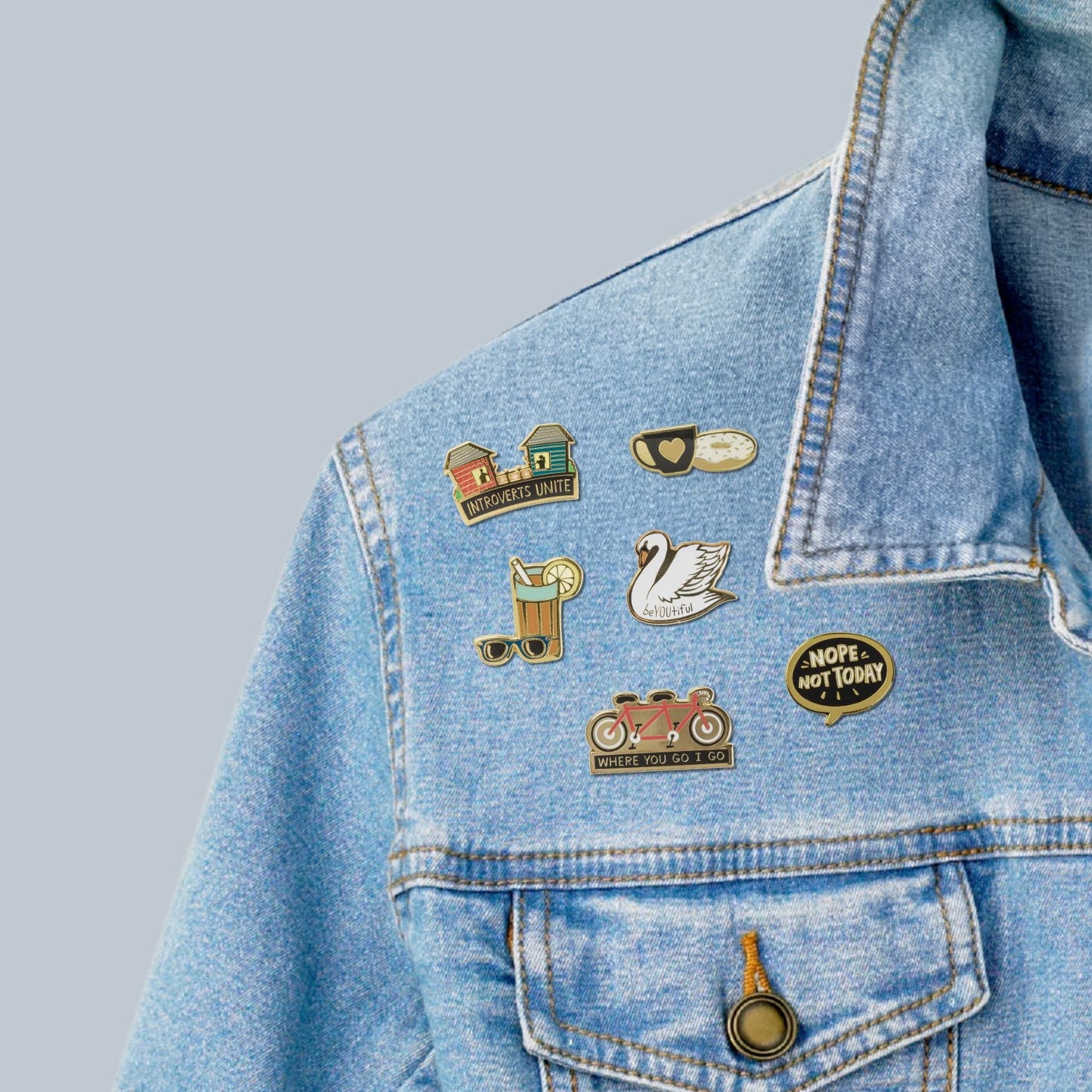 You Are Naturally Beautiful When You Are Yourself Swan Enamel Pin in White and Gold