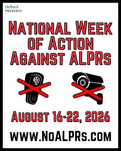 National Week of Action Against ALPRs - noalprs.com Yard sign