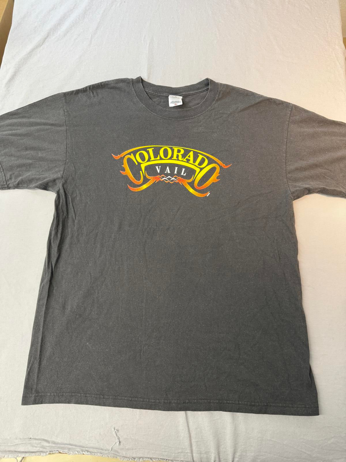 Faded Colorado Vail Y2K Flame Biker Style Tee - XL