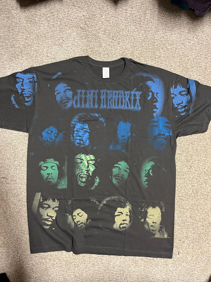 Vintage Jimi Hendrix T-shirt - AOP Spraypaint Hendrix Faces