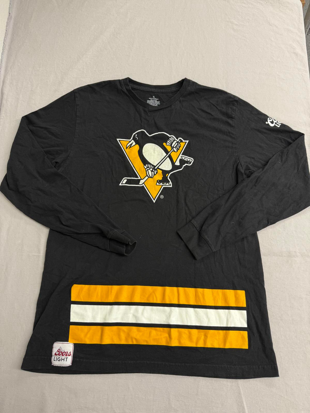 NHL Pittsburgh Penguins Hockey T-shirt Jersey LS Coors Light