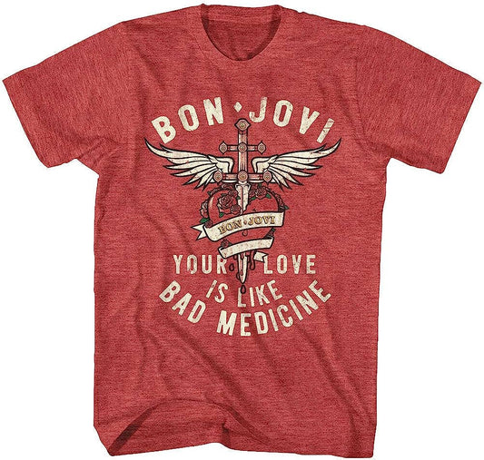 Bon Jovi Mens T-shirt – Bad Medicine- Licensed