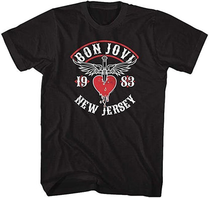 Bon Jovi Mens T-shirt - New Jersey Tour 83- Licensed