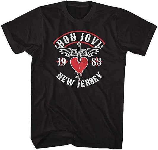 Bon Jovi Mens T-shirt - New Jersey Tour 83- Licensed
