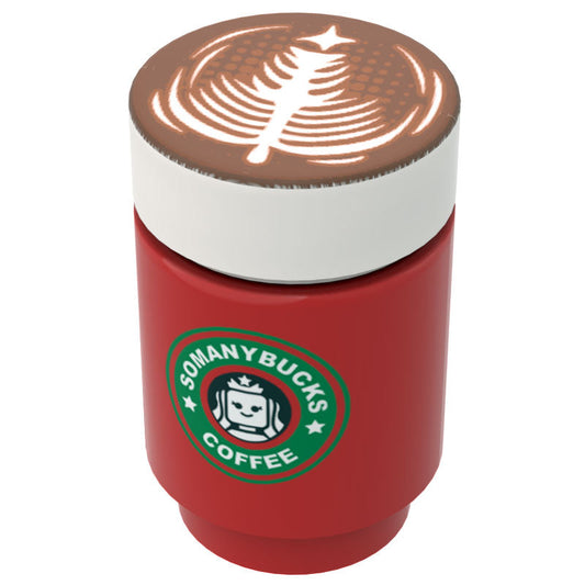 Somanybucks Christmas Coffee Cup w/ Christmas Tree Foam for Minifigs - B3 Customs