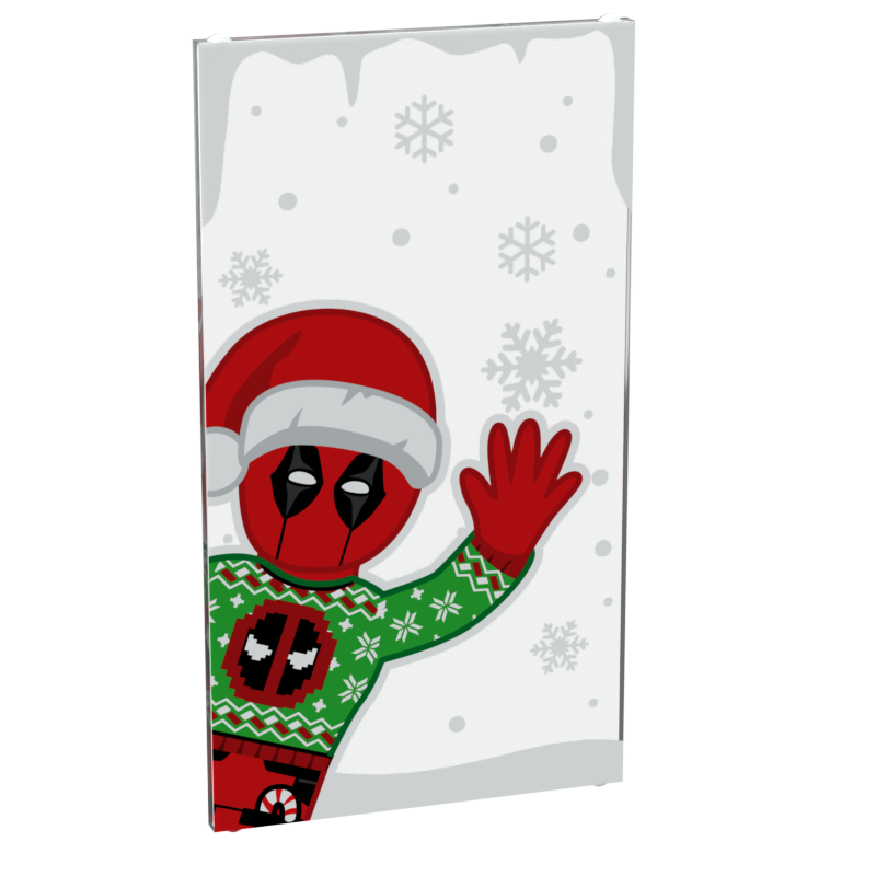 Christmas Deadpool Peek-A-Boo 4x6 Glass Window