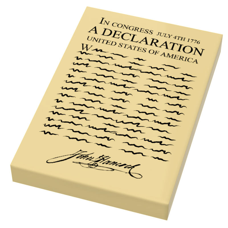 Declaration of Independence Printed 2x3 Tile made using LEGO part