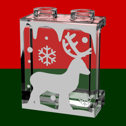 Winter Village Window with Reindeer made 1x2x2 Panel - B3 Customs