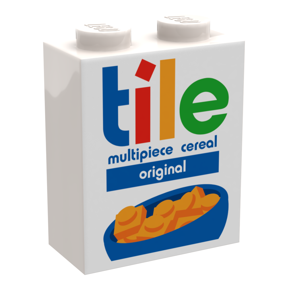 Tile Minifig Cereal (1 x 2 x 2 Brick) made using LEGO part
