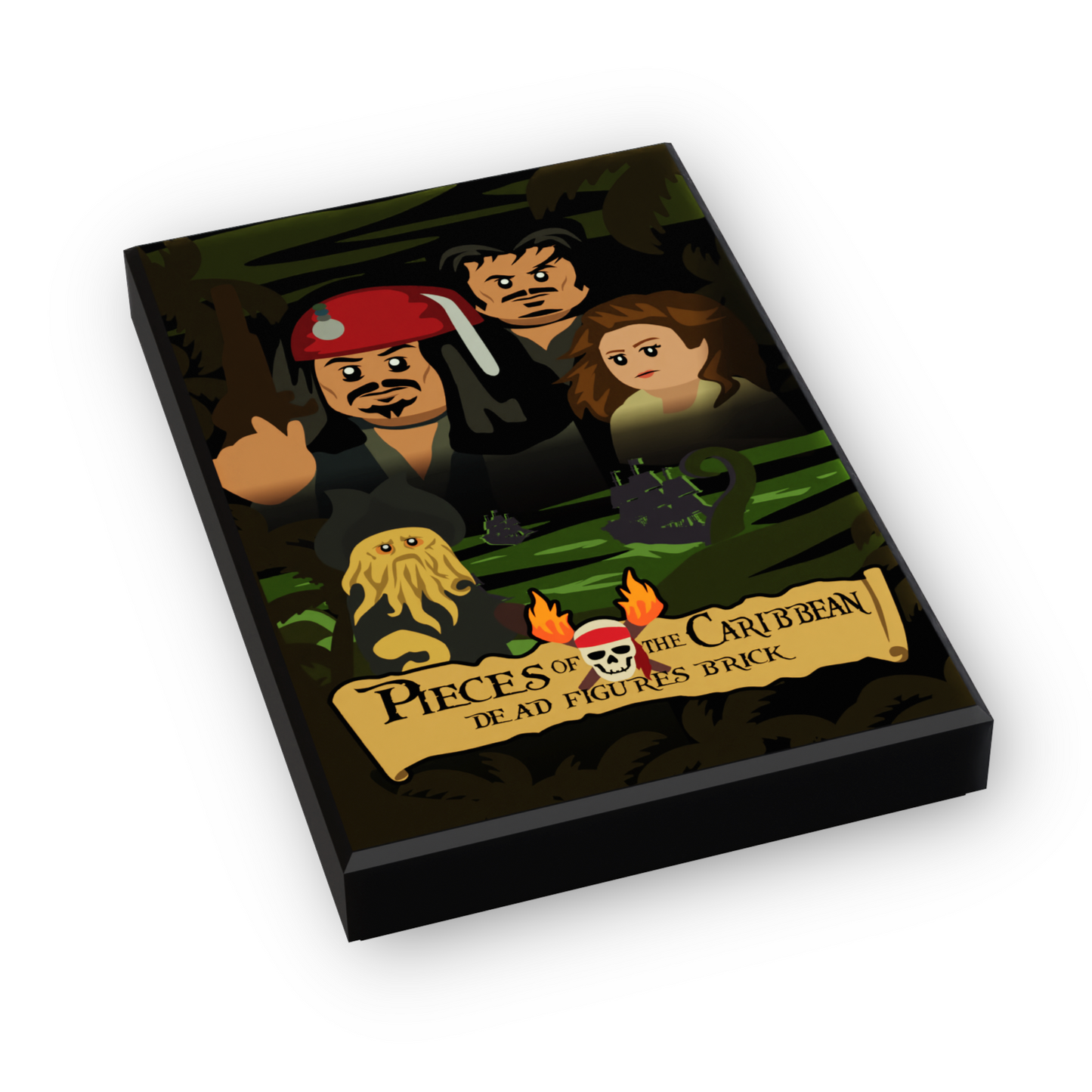 Pieces of the Caribbean: Dead Figures Brick Movie Cover (2x3 Tile) made using LEGO part
