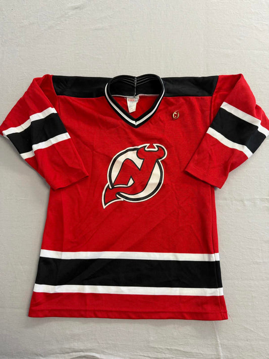 Vintage 90s NHL Devils Jersey CCM Maska Boys L/XL with Pin