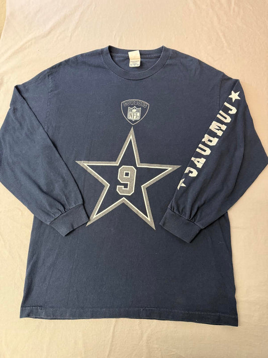 Y2K NFL Cowboys #9 Tony Romo Jersey Long Sleeve Tee L
