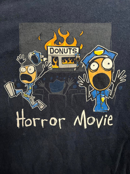 Y2K T-shirt Cops Horror Movie Donut Shop Fire Funny Tee XL