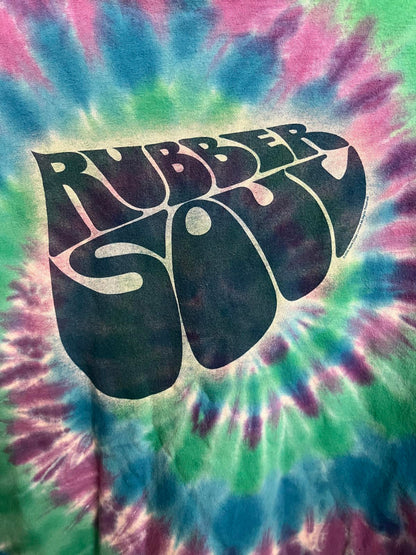 Beatles Rubber Soul Album Liquid Blue Grey Tag Tie Dye -L