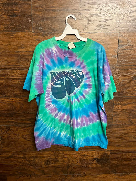 Beatles Rubber Soul Album Liquid Blue Grey Tag Tie Dye -L