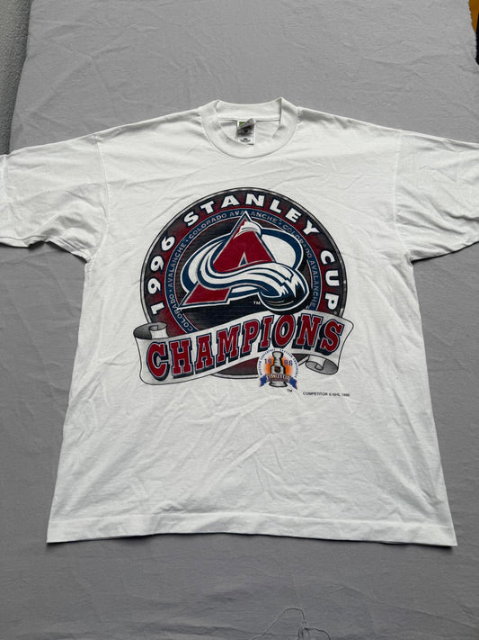 Colorado Avalanche Stanley Cup Champs 1996	NHL Tshirt XL