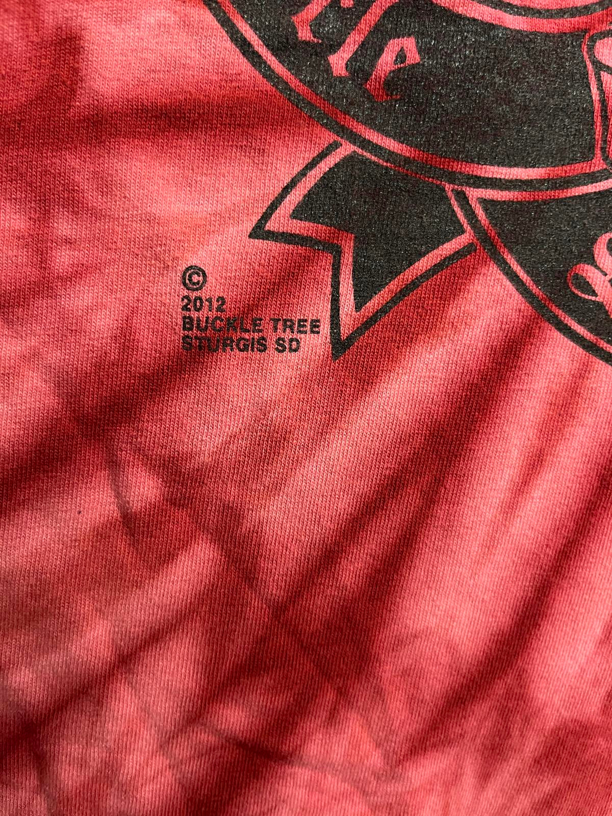 2012 Biker Black HIlls Sturgis Tie Dye T-shirt Bald Eagle L