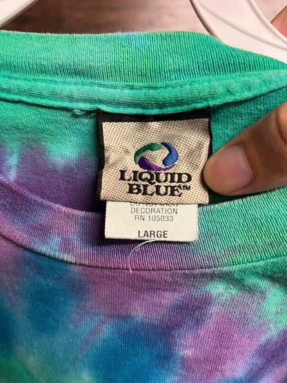 Beatles Rubber Soul Album Liquid Blue Grey Tag Tie Dye -L