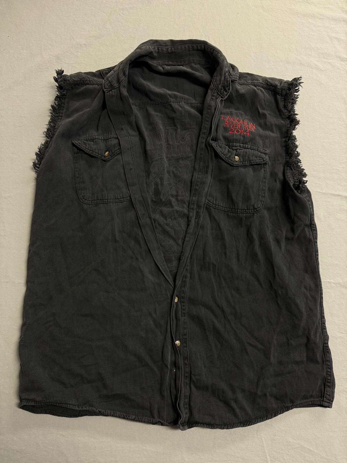 Biker Laughlin River Run Cut Off Vest 2014 Faded 2XL