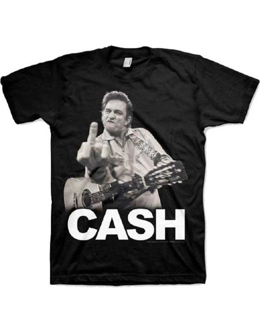 Johnny Cash Middle Finger Mens T-shirt Officially Licensed