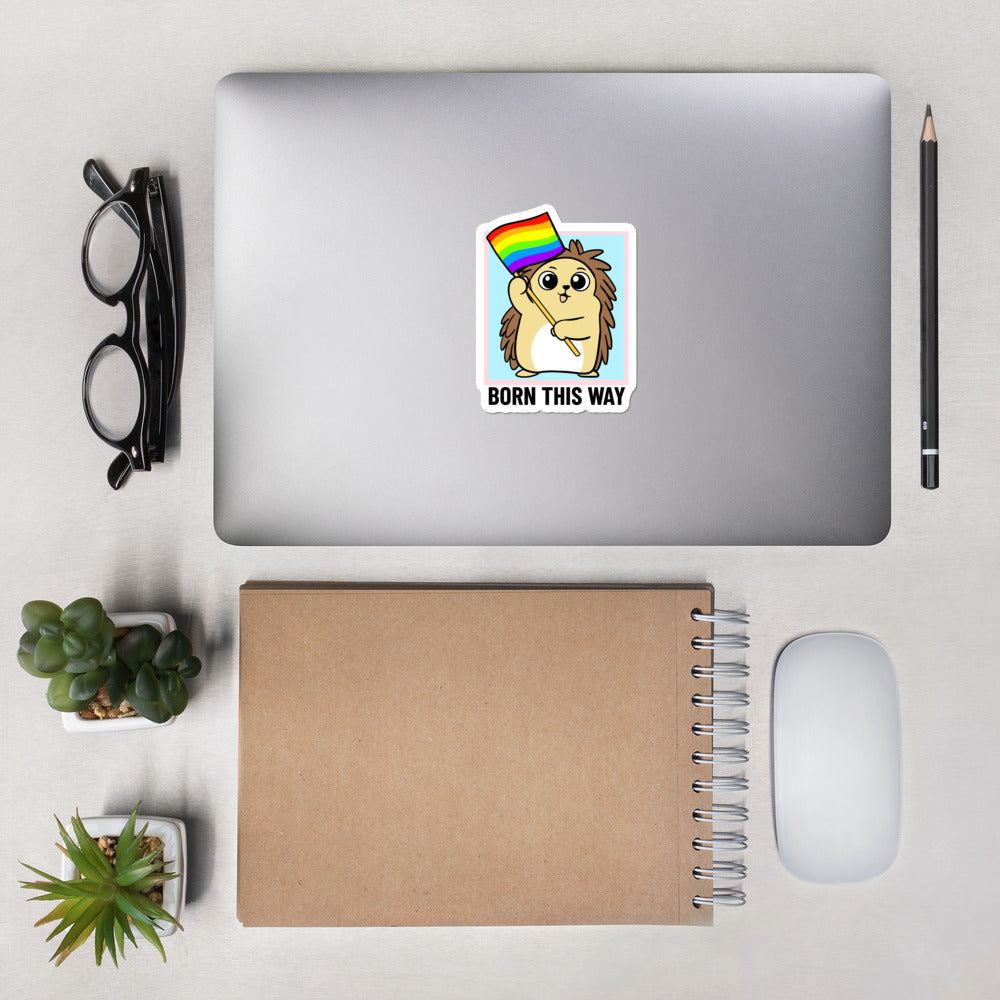Born this Way LGBT Pride Cartoon Porcupine Bubble-free stickers