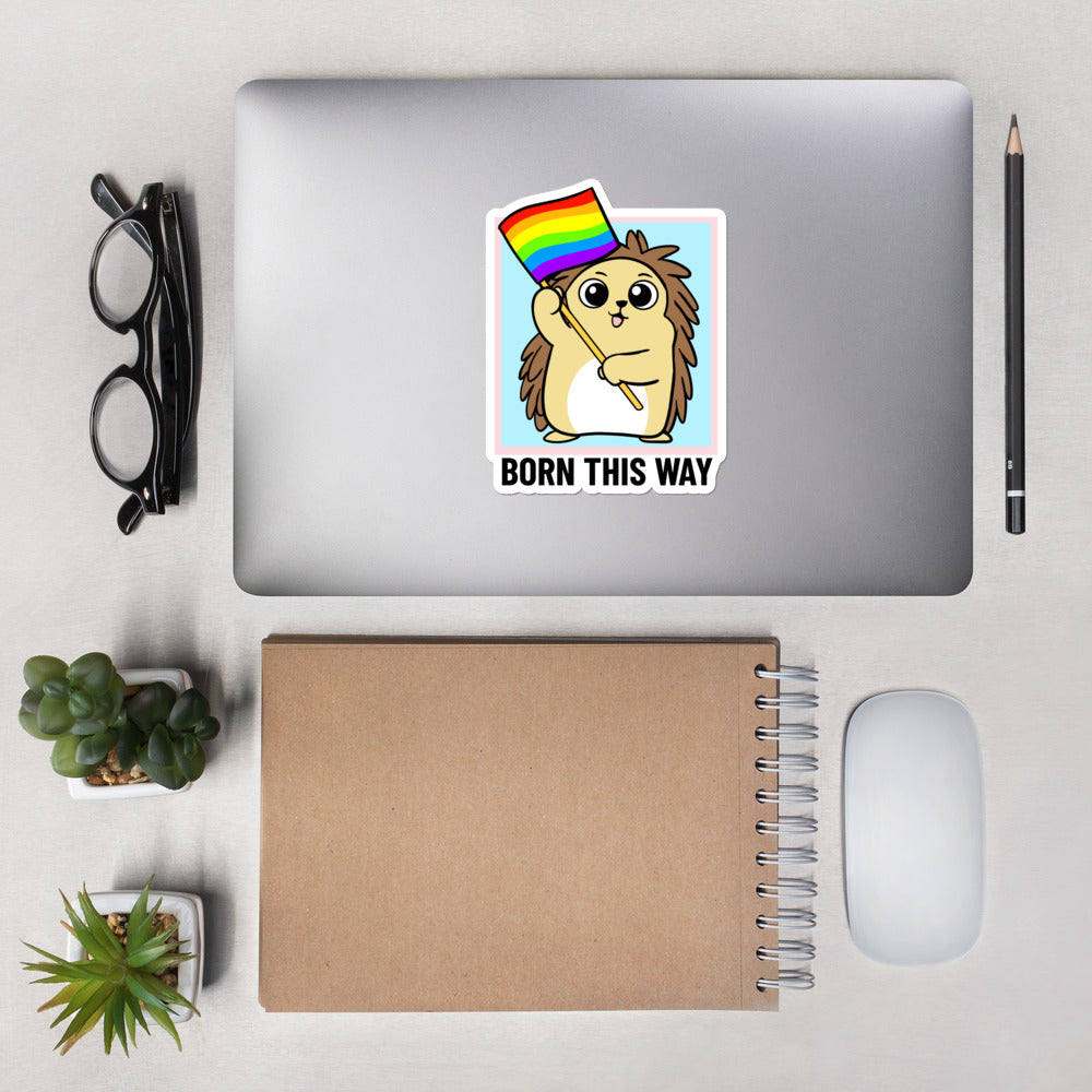 Born this Way LGBT Pride Cartoon Porcupine Bubble-free stickers