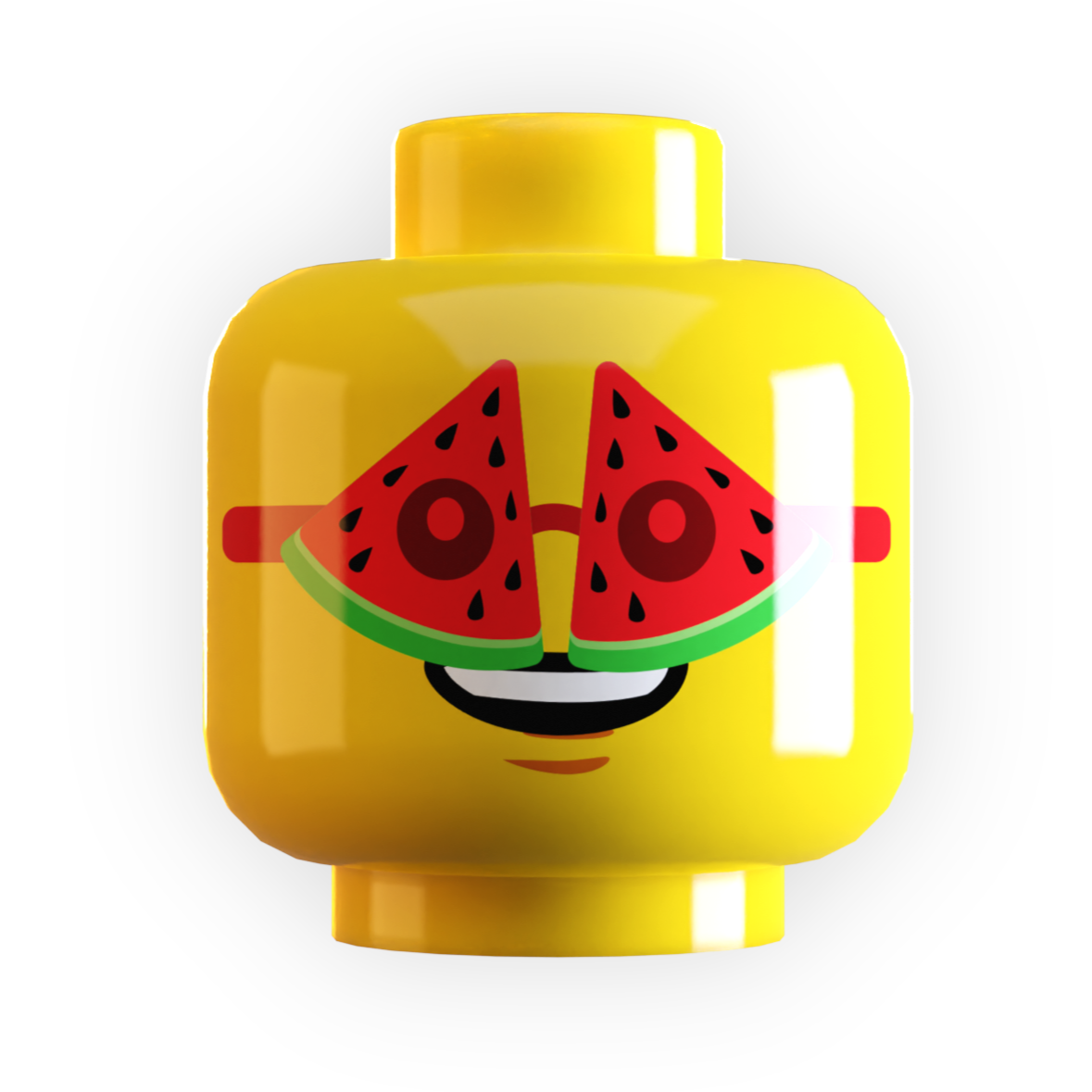 Watermelon Glasses on Minifig Head made using LEGO part