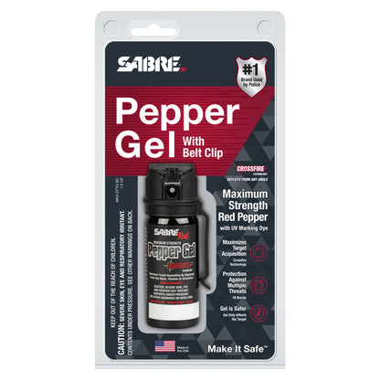SABRE Crossfire Pepper Gel with Belt Clip for Personal Safety
