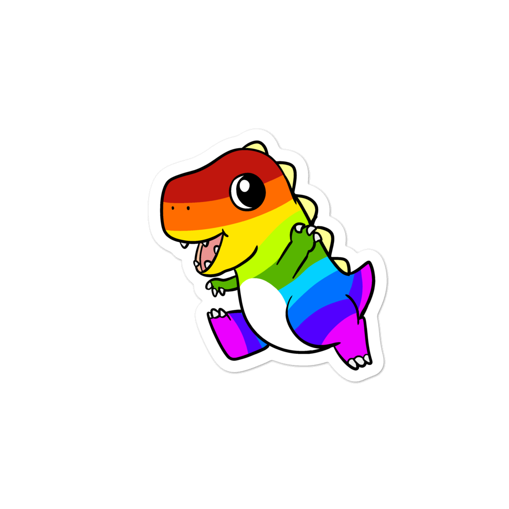 LGBTQ Tyrannosaurus Rex Cartoon - Bubble-free stickers