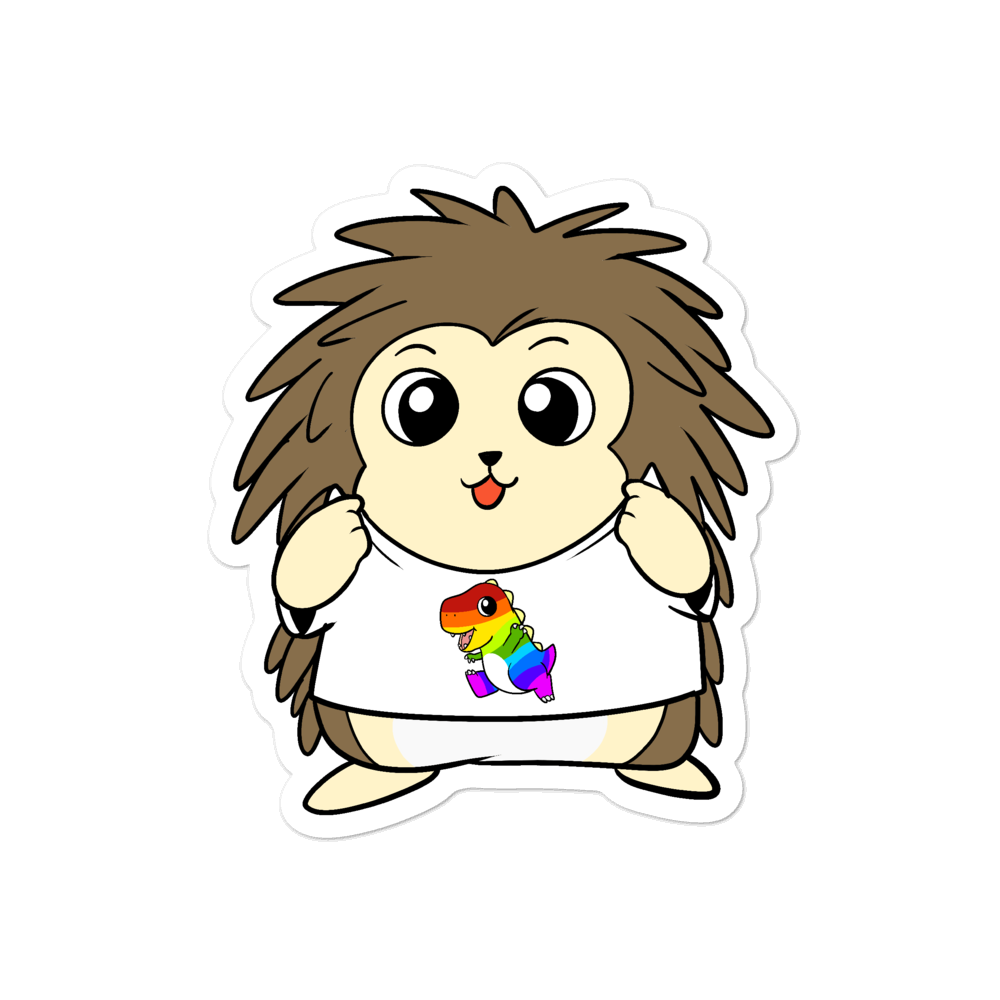 LGBTQ Tyrannosaurus Rex Cartoon Porcupine - Bubble-free stickers