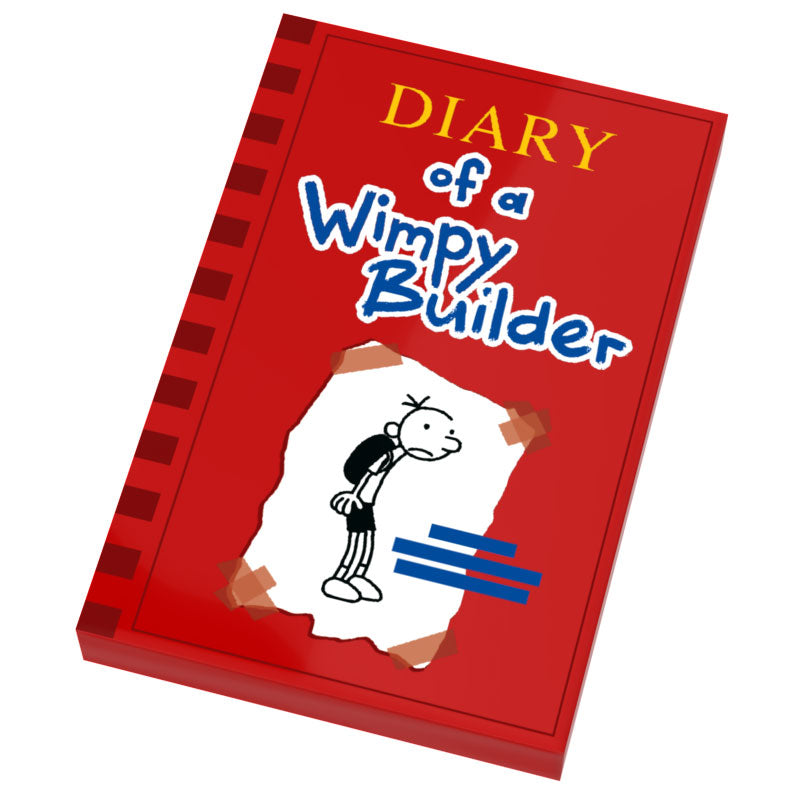 Diary of a Wimpy Builder Book (2x3 Tile) made using LEGO part - B3 Customs