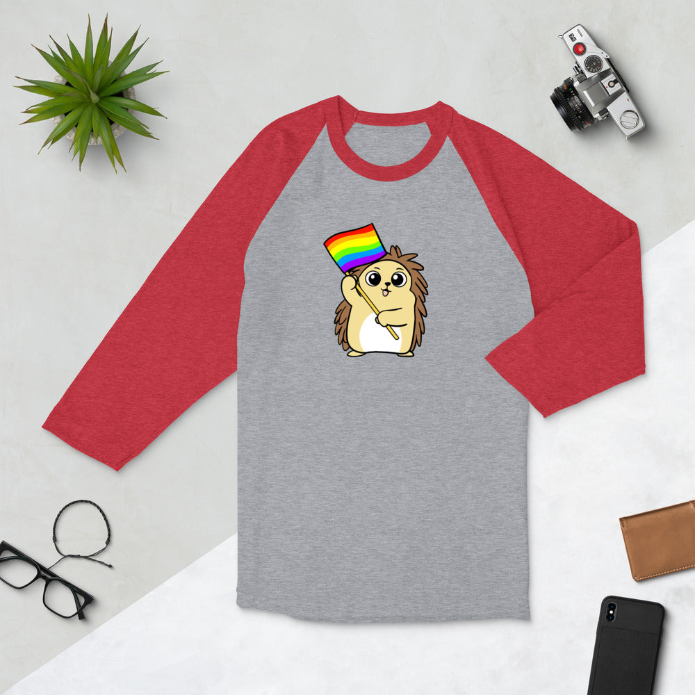 LGBTQ Cartoon Porcupine 3/4 sleeve raglan shirt