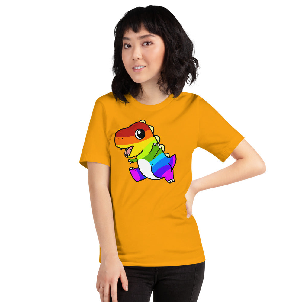 LGBTQ Tyrannosaurus Rex Cartoon Dinosaur Short-Sleeve Unisex T-Shirt