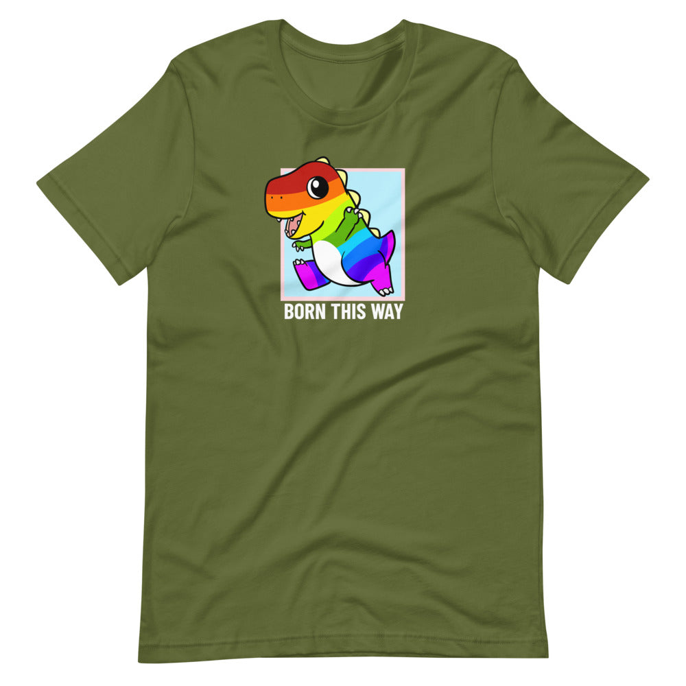 Born This Way LGBT Pride Cartoon Dinosaur Short-Sleeve Unisex T-Shirt
