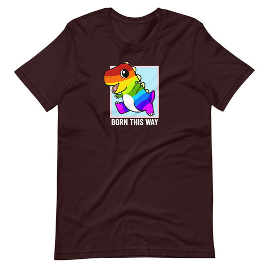 Born This Way LGBT Pride Cartoon Dinosaur Short-Sleeve Unisex T-Shirt