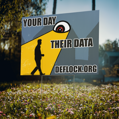 Your Day, Their Data -  deflock.me Yard sign