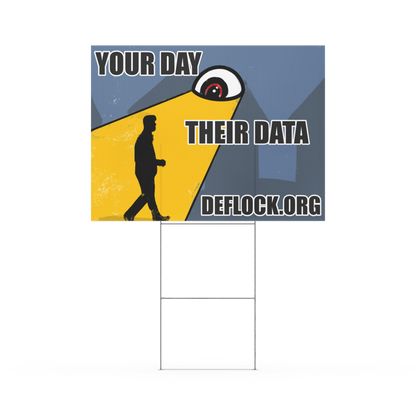 Your Day, Their Data -  deflock.me Yard sign