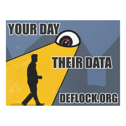 Your Day, Their Data -  deflock.me Yard sign